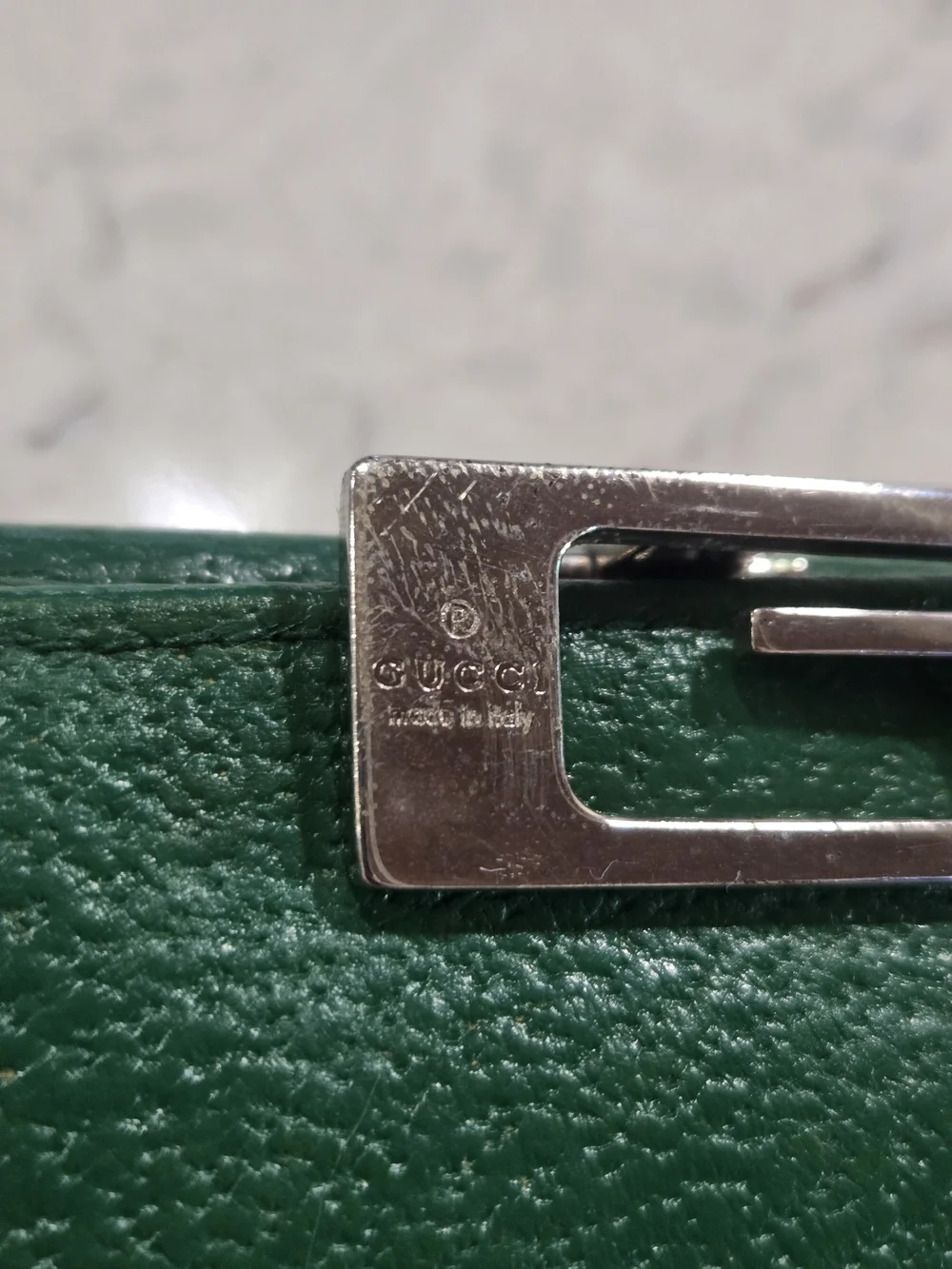 Gucci Green Leather Wallet with Silver G-Clasp